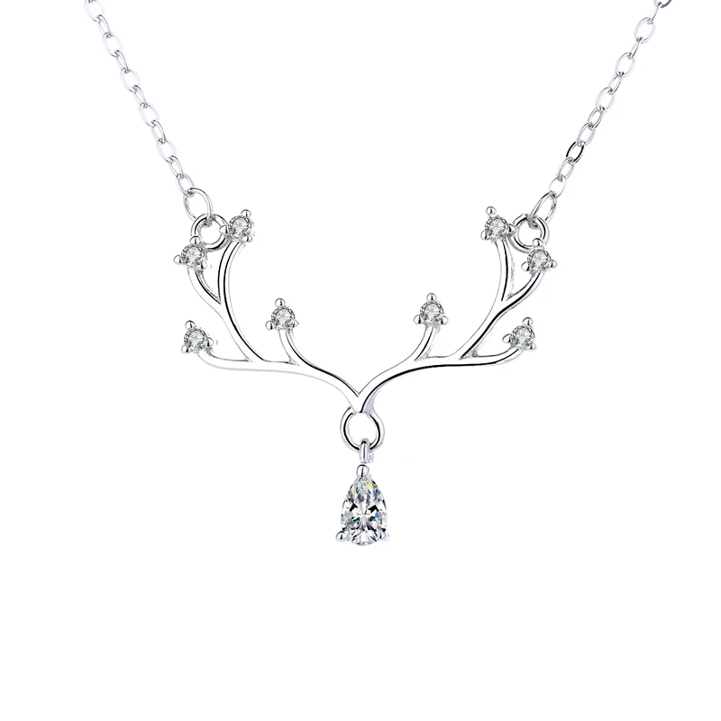 

S925 sterling silver deer with your necklace fashion female antler clavicle chain