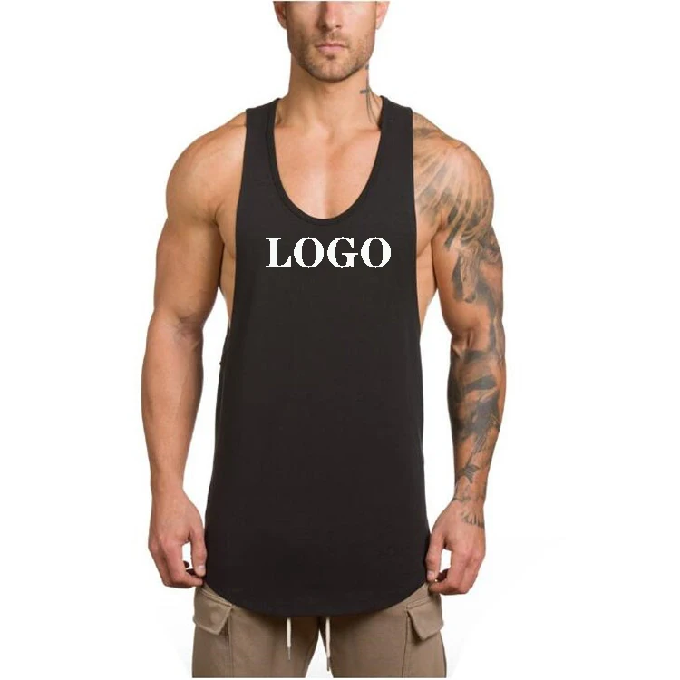 

New Design Cotton Men's Gym Tank Top Bodybuilding Muscle Stringers Singlet Vest Workout Sleeveless Fitness T- Shirts