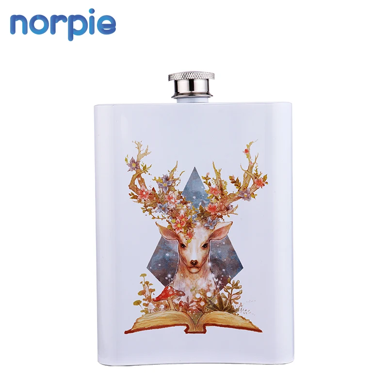 

High Quality Classic Style White Sublimation  Stainless Steel Hip Flask