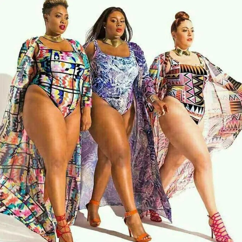 

Hot sale plus size women's one piece swimsuit printed swimwear and bikini cover up