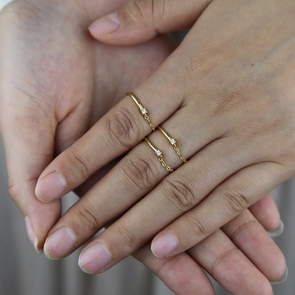 

New arrived tiny band ring with gold filled real 925 sterling silver stackable mini finger rings For women girls teen