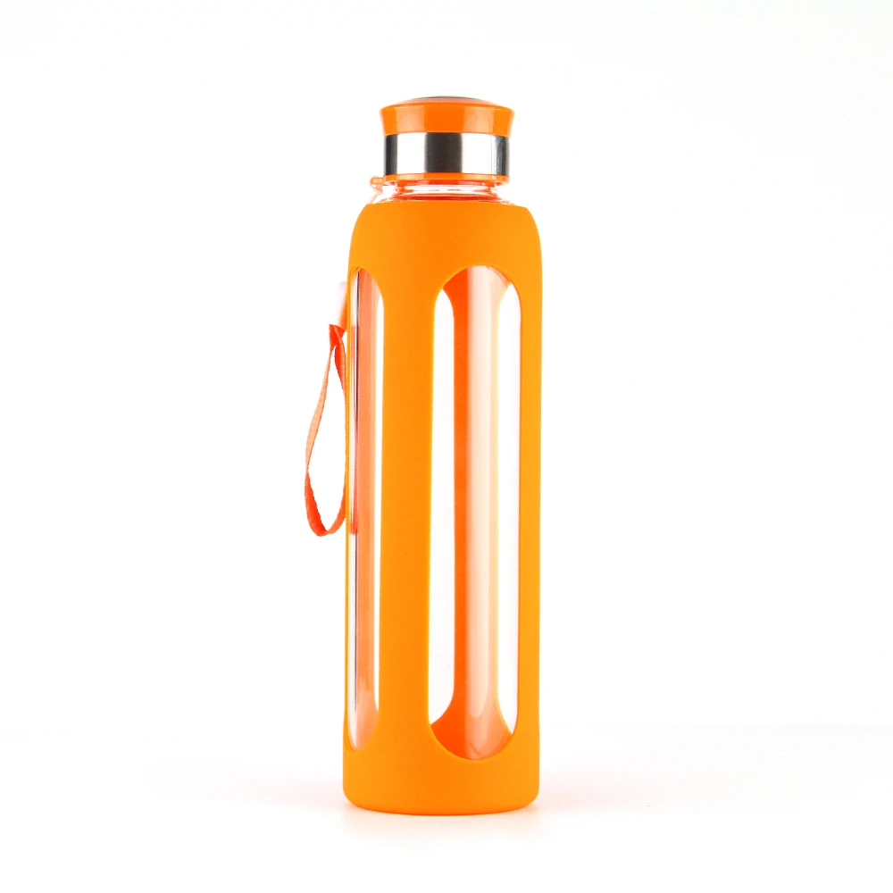 

Unbreakable single wall glass water bottle 550ml /20oz food grade outdoor sports with lid, Can be customized