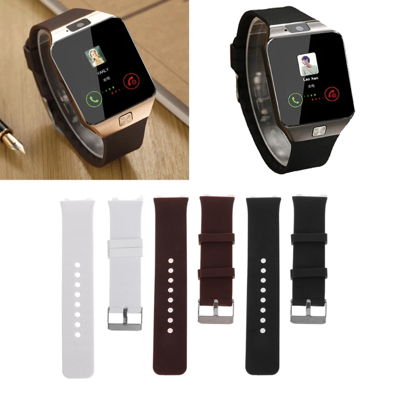 Free Shipping Smart Watch Strap Silicone Wrist Band Strap Metal Buckle Bracelet Replacement For DZ09 QW09 Smart Watch
