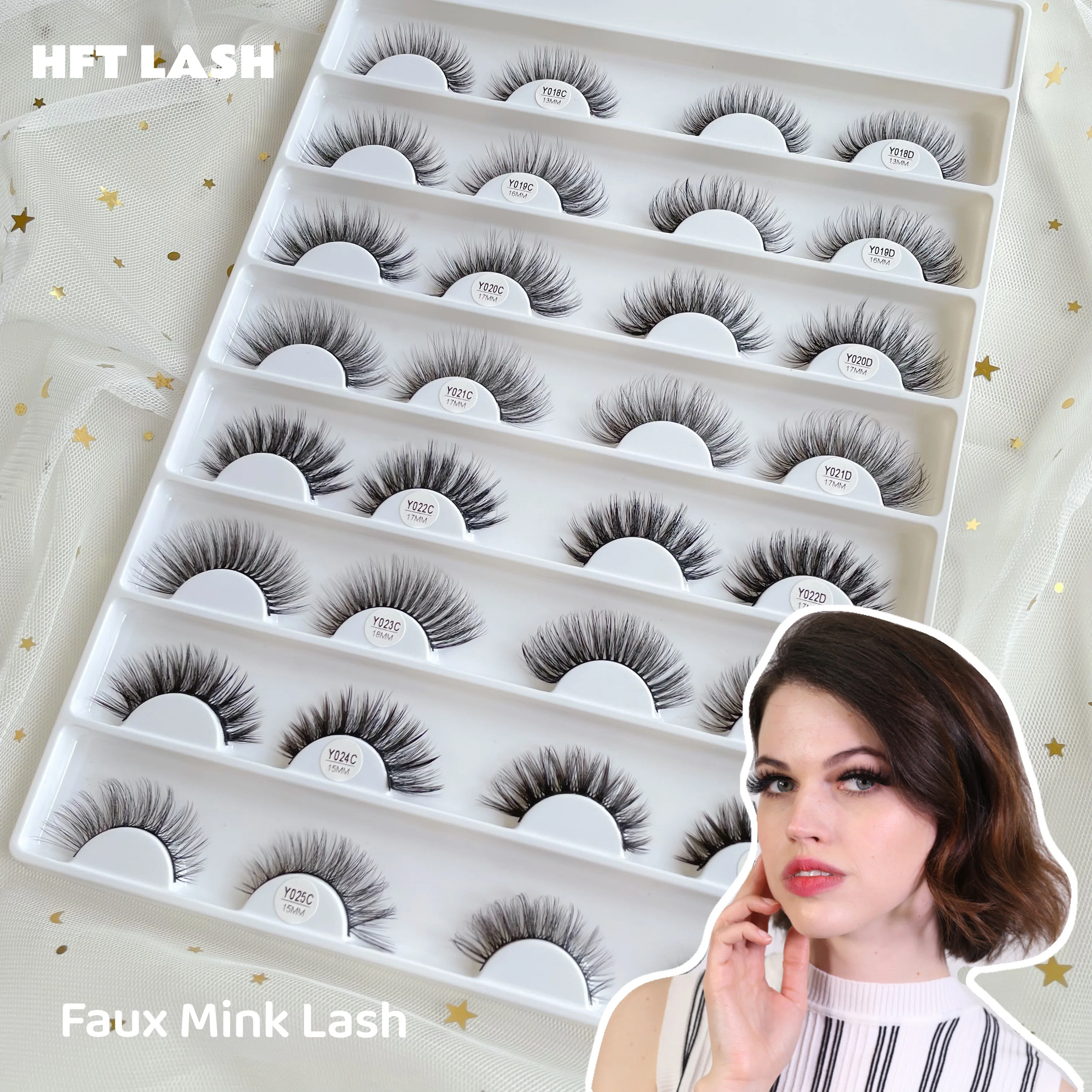 

False Eyelashes Faux Mink Eyelashes with Case Wholesale Logo Brand Lashes Vendors Tresluces Vegan Full Strip Lashes, Natural black