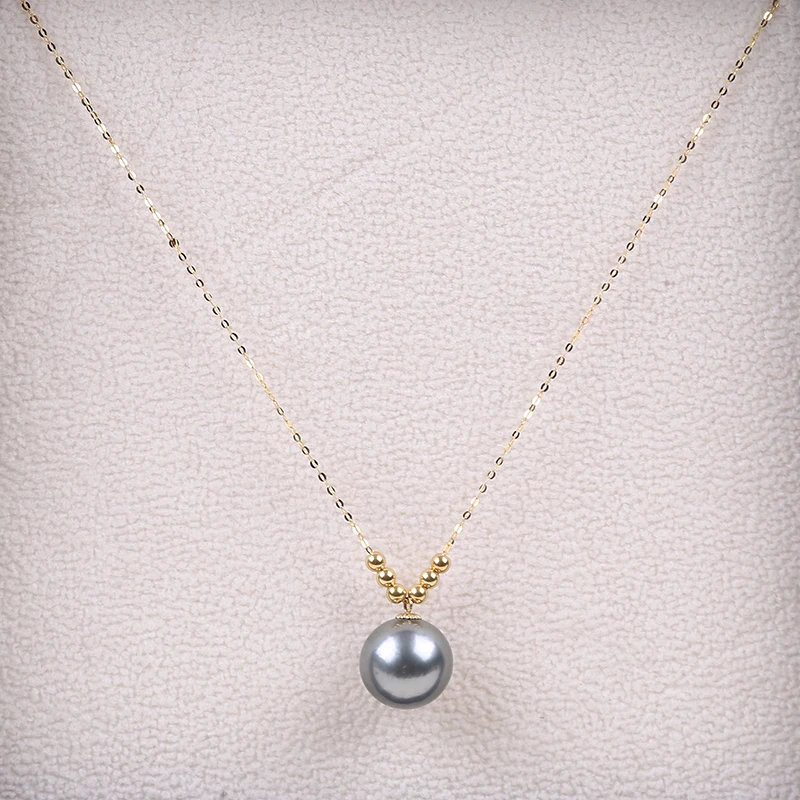 

AAA 18K gold Saltwater pearl Round Tahitian Pearl necklace, Black