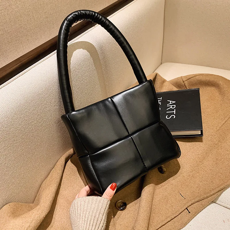 

2021 weave design soft PU leather bag women handbags lady hand bag shoulder black squared bag