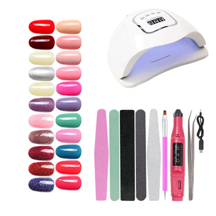 

Salon 12 Color Poly Gel 72w Uv Led Lamp Nailkit Polish Complete Professional Nail Art Decoration Tool 1 Kits Set