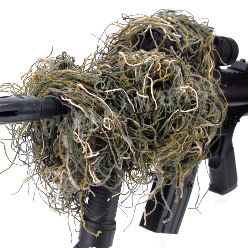 

Camouflage Forest Hunting Ghillie suit Camo 3D Rifle Gun Wrap Cover Use Elastic Strap For Sniper Hunting Paintball Game