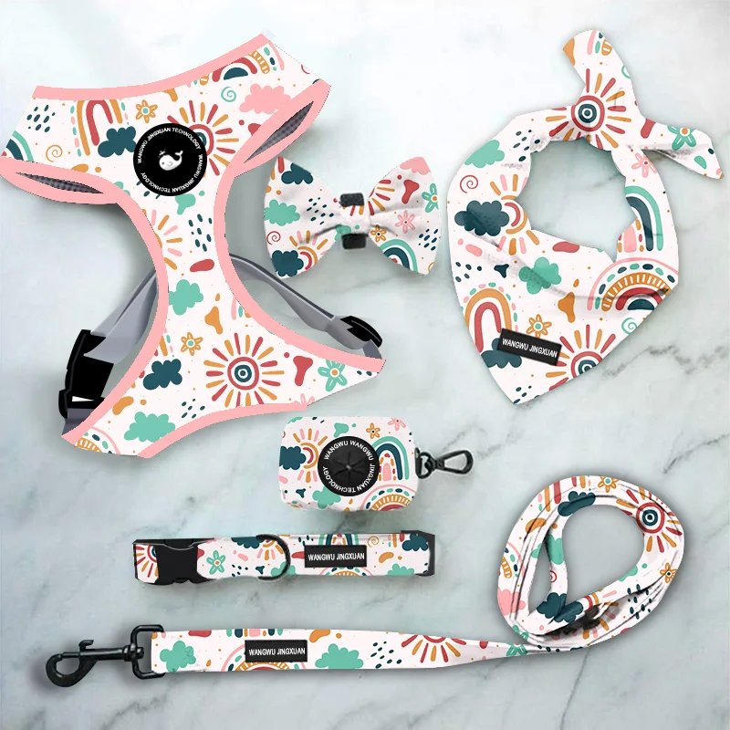 

Amazon 3M Reflective Comfort Adjustable Multicolor Soft Neoprene Padded Dog Harness Christmas Dog Harness Set, Picture shows