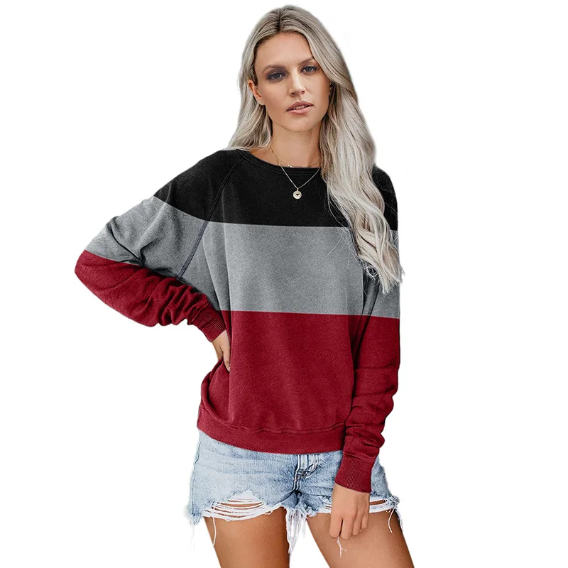

Hot Sell Color Block Pullover Sweatshirt Hoodie For Women, Customized