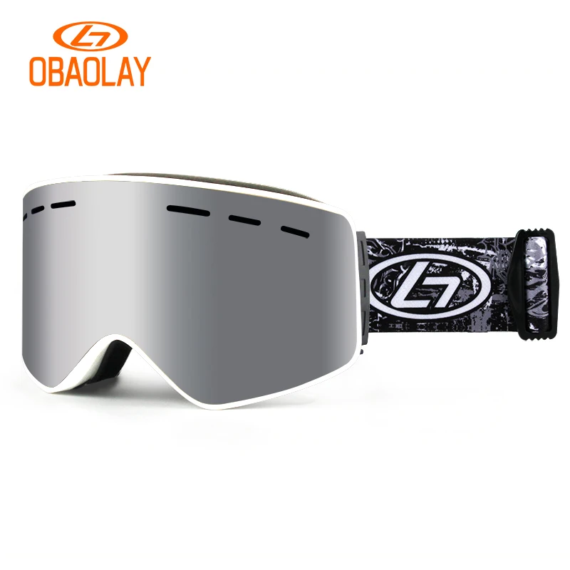 Obaolay Snow Sports Ski Goggles Magnetic Interchangeable Lens Safety Protective TPU frame Anti fog Glasses fast shipping