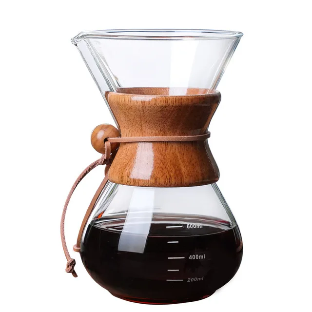 

Wholesale Cheap 1 Cup 2 Cup 3 Cup Good Pour Over Glass Coffee Maker Wooden Colar Paperless Solid Pots Made In China, Transparent