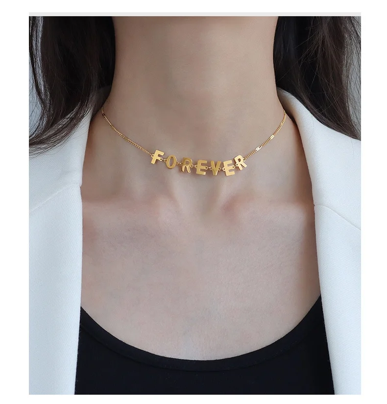

INS 18K gold plated letter forever necklace and earrings jewelry sets for party