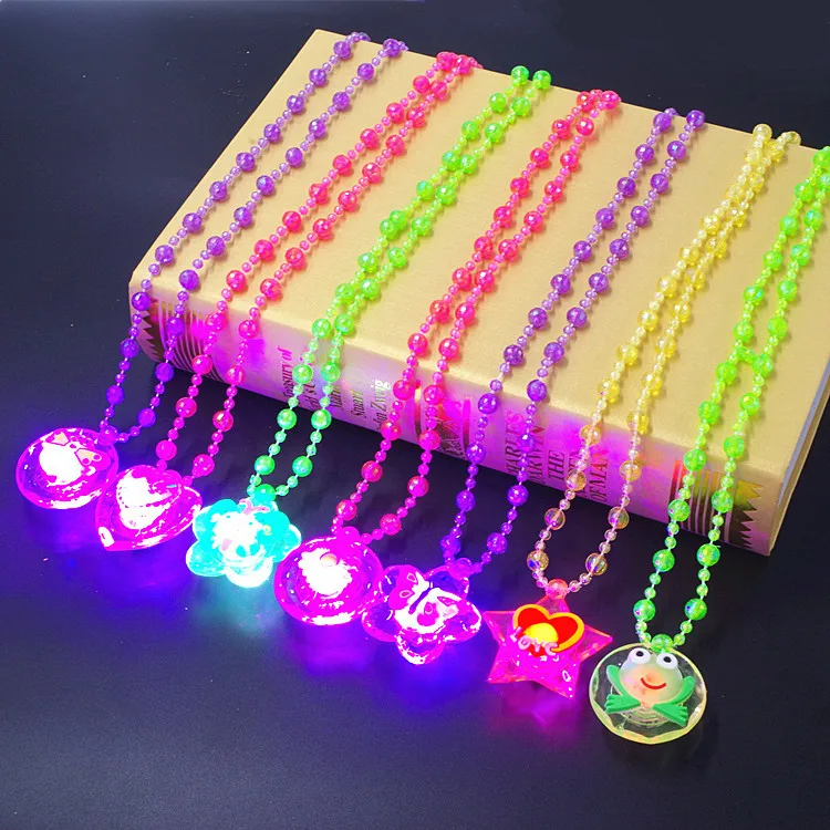 

Led Colorful Glitter Children Toy Necklace Wholesale Party Pendant Necklace Luminous Acrylic Necklace, Muiti