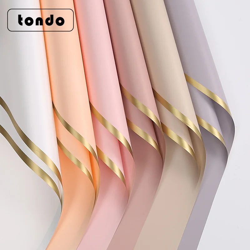 

Tondo 2021 20sheet/bag Waterproof Gold Side Korean Flower Wrapping Paper For Flower