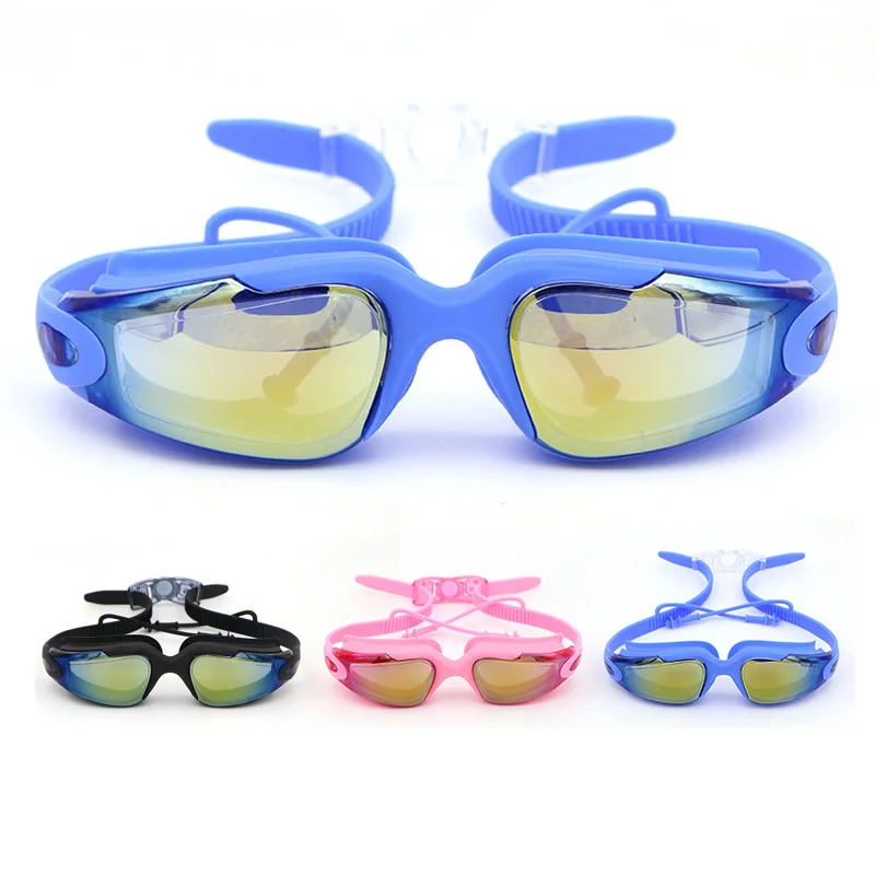 

Anti Fog Swimming Goggles Shatterproof UV Protection No Leaking Silicone Swim Glasses, Black, blue, gray