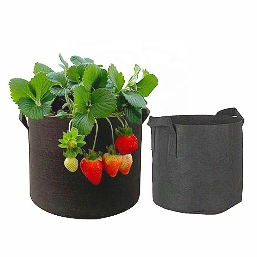 

Custom Durable Felt Non Woven Poly Potato Grow Pots Window Vegetable Growing Bags Seedling Bag for strawberry cocopeat coir, Black, gray, white, green, brown, customized