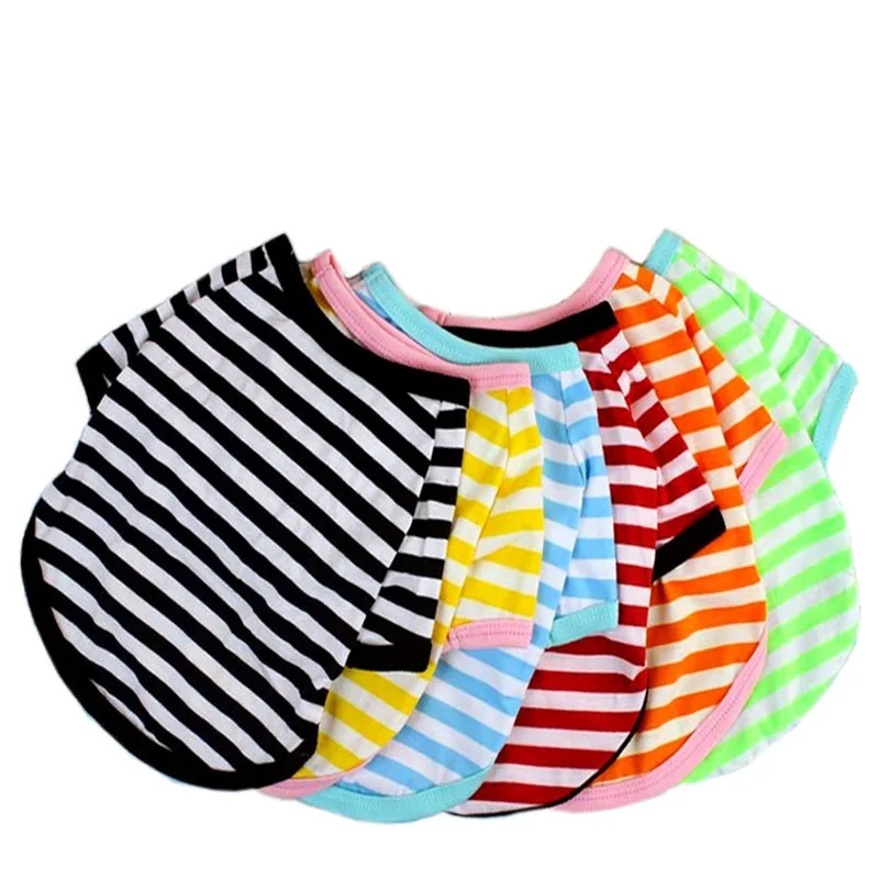 

Top Quality fashionable summer new round neck striped pet T-shirt dog clothes