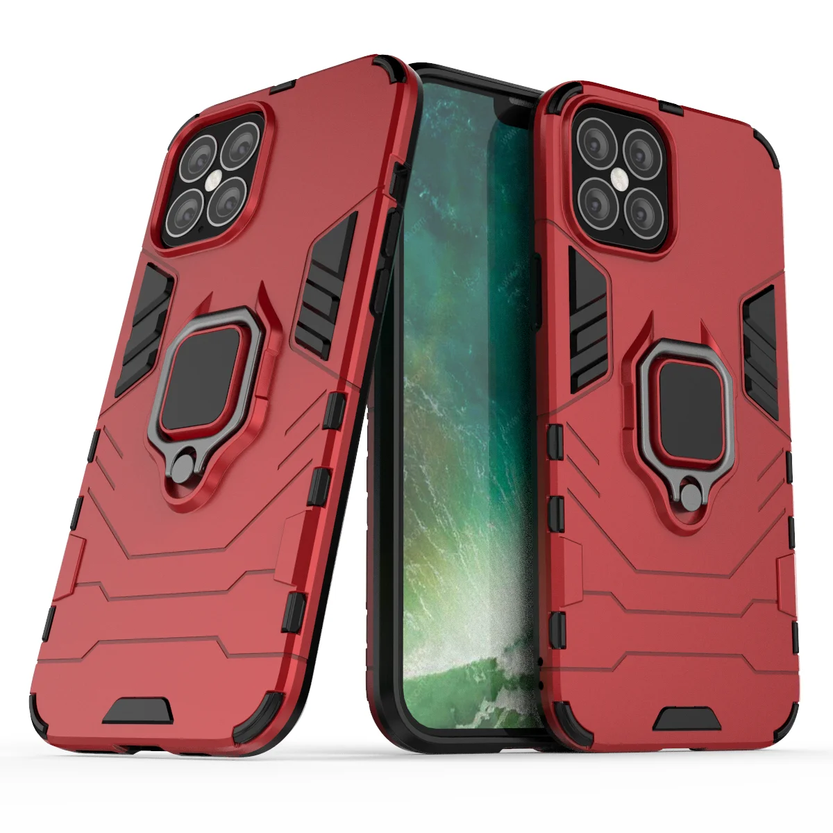 

custom square shockproof silicone ring light mobile phone case sets wholesale for iphone 12 pro max mobile phone bags & cases