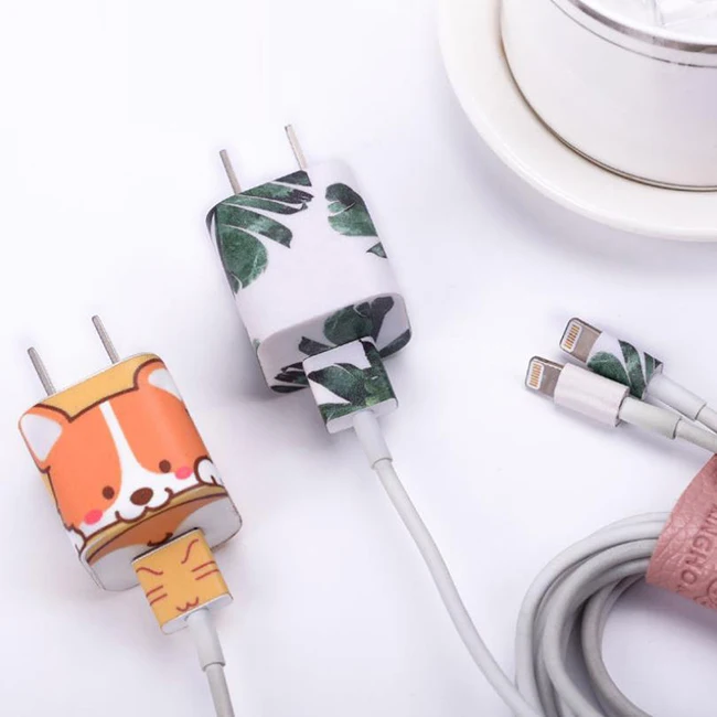 

Fashional Cute Cartoon Charge Protective Charger Skins Sticker, Orange