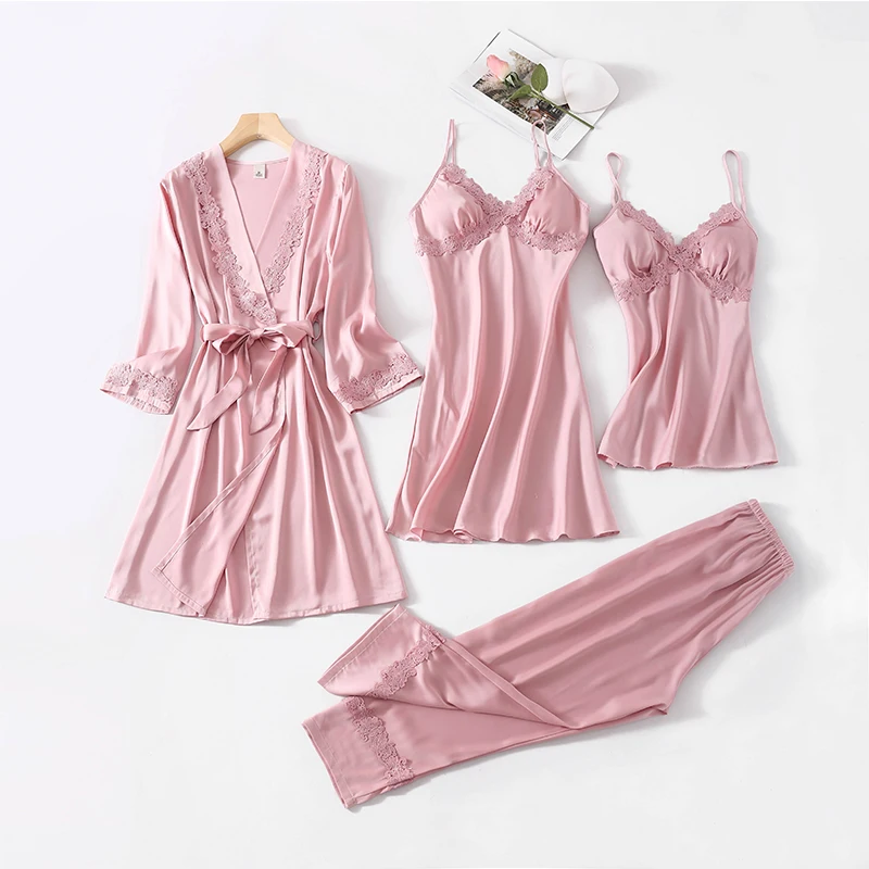 2019 New Style Nightwear For Women Sexy Silk Nightgown Satin Five ...