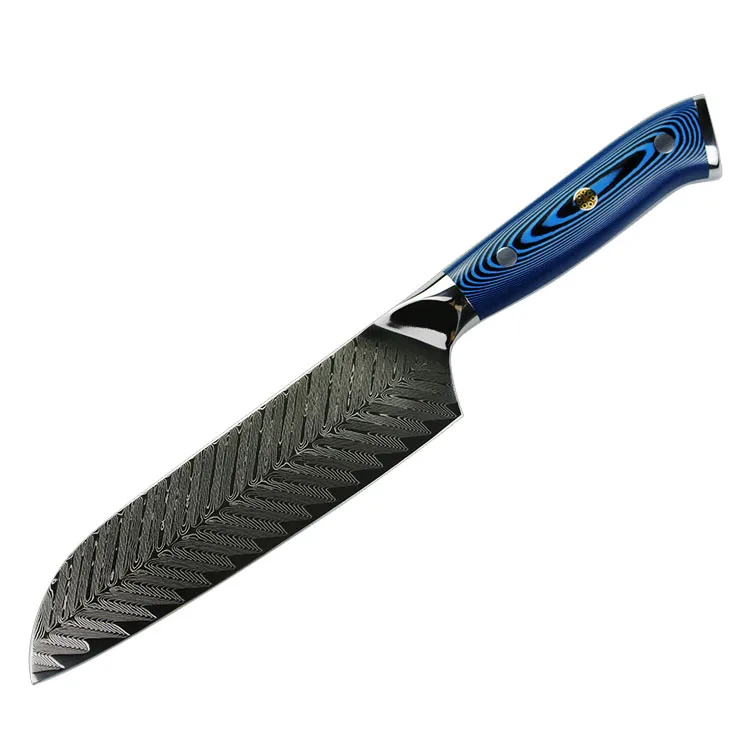 

Damascus Santoku Knife 7 inch Professional Japanese Damascus Stainless Steel With Belle wood Handle
