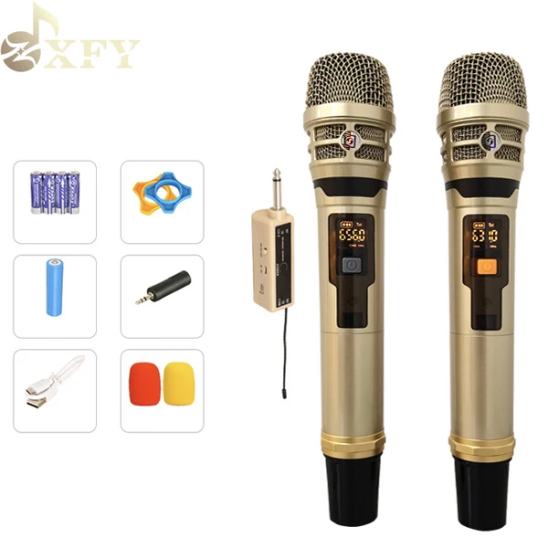 

Outdoor speaker microphone with wireless for party metal full of mesh karaoke portable OEM microphone with display, Gold , rose-gold or oem