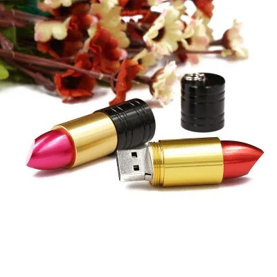 

Lipstick model USB Flash Drive 16GB 32GB 64GB 128GB Red & Rose Red lipstick Pen drive Storage Disk Memory Stick U Disk Pendrive, Optional