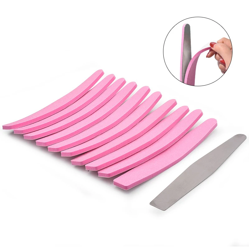 

1 pack of 10pcs nail file pink polishing strip double-sided tape with replaceable sand strip nail polishing file, Photo color