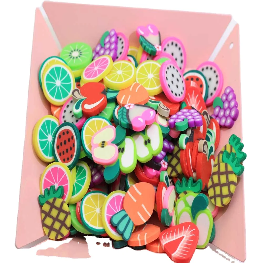 20*20*2mm Polymer Clay Fruit Slice Strawberry Kiwifruit  Flat Back  Slices for  Earrings Charms Paste Hairpin  DIY