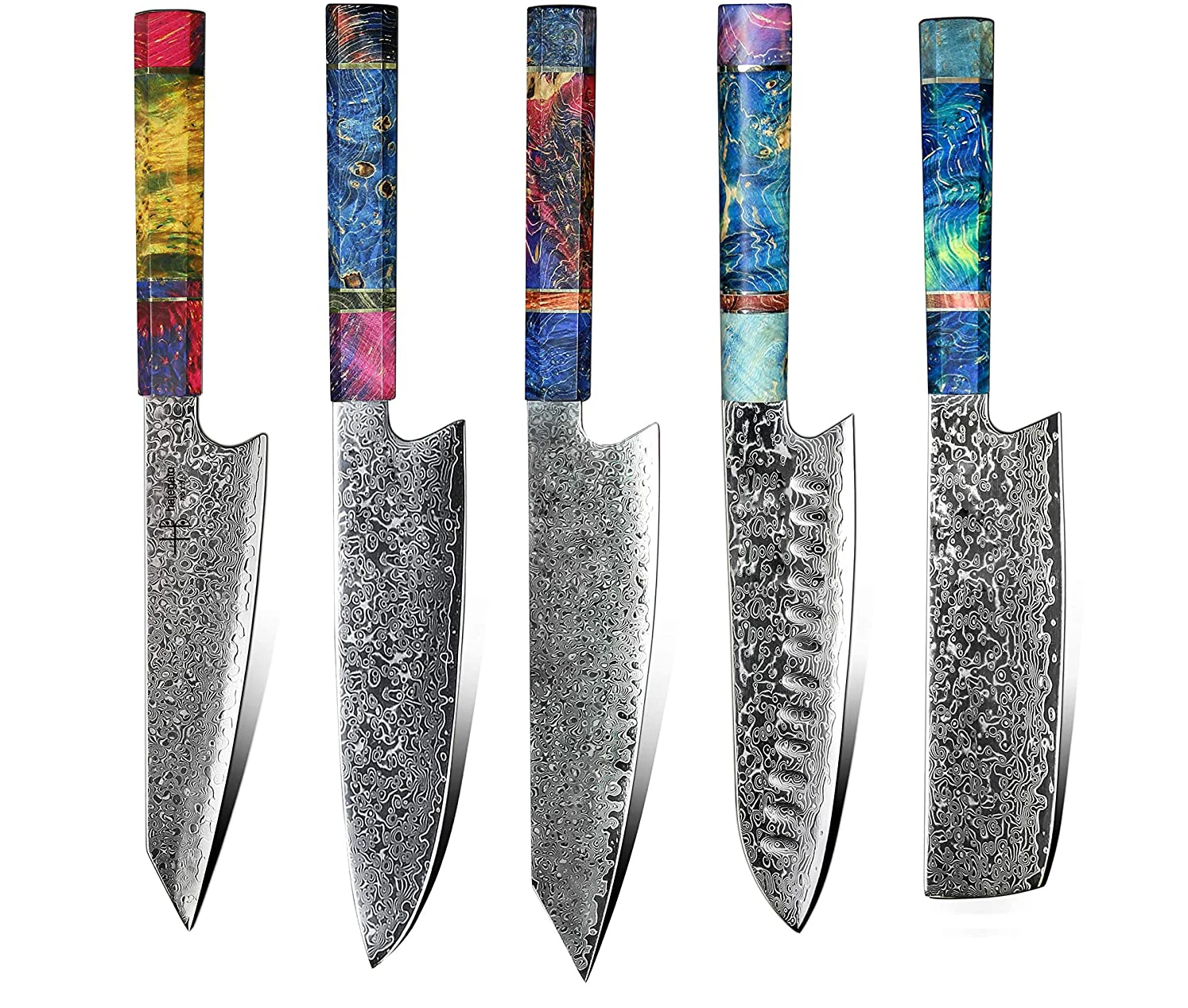

Professional colorful handle 8 Inch Vg10 67 Layers Damascus steel Japanese Chefs Kitchen Knife set