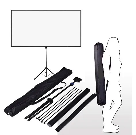 

100" Matte White Portable Tripod Stand Projection Screen/HD Portable Manual Pull Down Projector Screen
