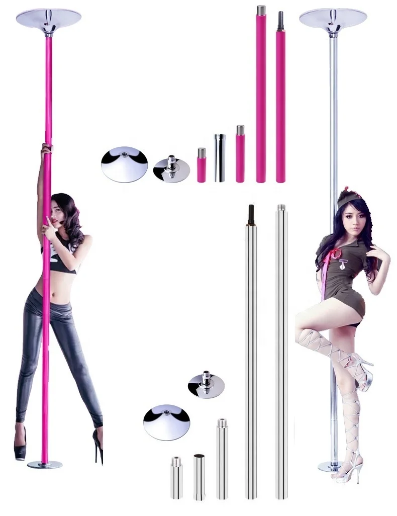 

Silicon stripper pole dance spinning set 45mm static dancing pole equipment hot adjustable portable 360 spin pole dance tube set, Steel/rose