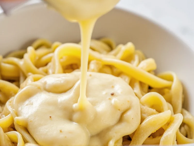 Creamy homemade alfredo sauce drizzled over fresh fettuccine