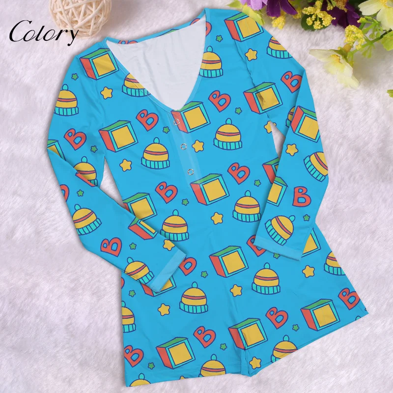 

Colory Womens Sexy Design Print Slipper Plus Size Rompers, Picture shows