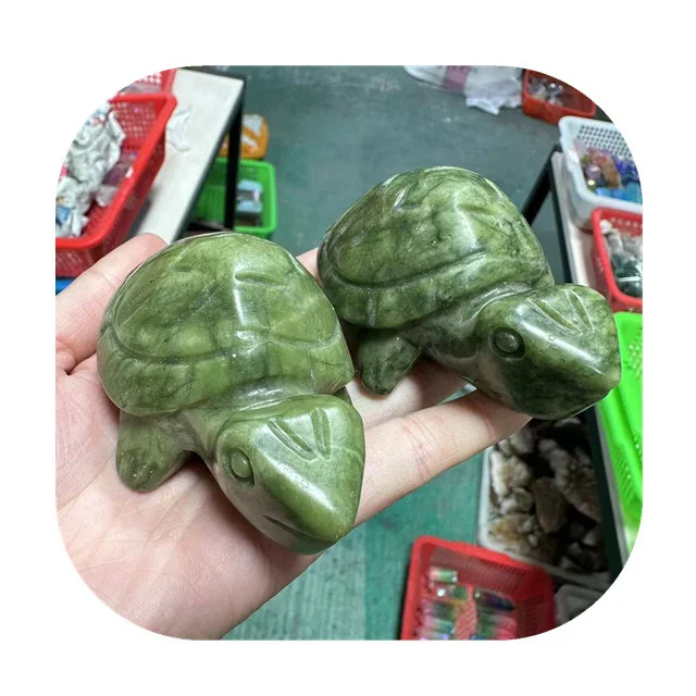 

New arrivals 8.5cm crystals crafts natural green jade animal carvings turtles for Decoration
