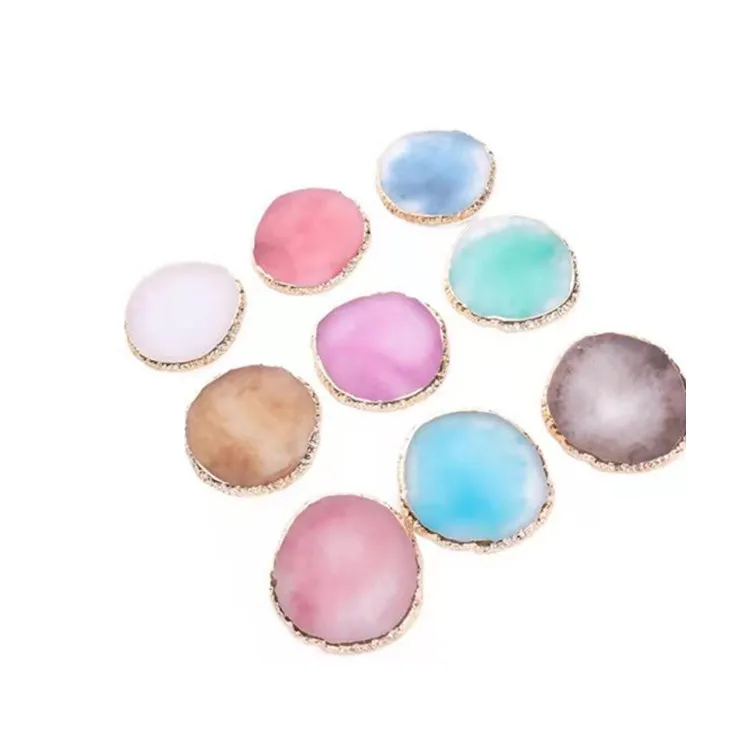 

wholesale New arrival multi colors irregular round resin coaster set epoxy resin mat white agate resin coaster for wedding