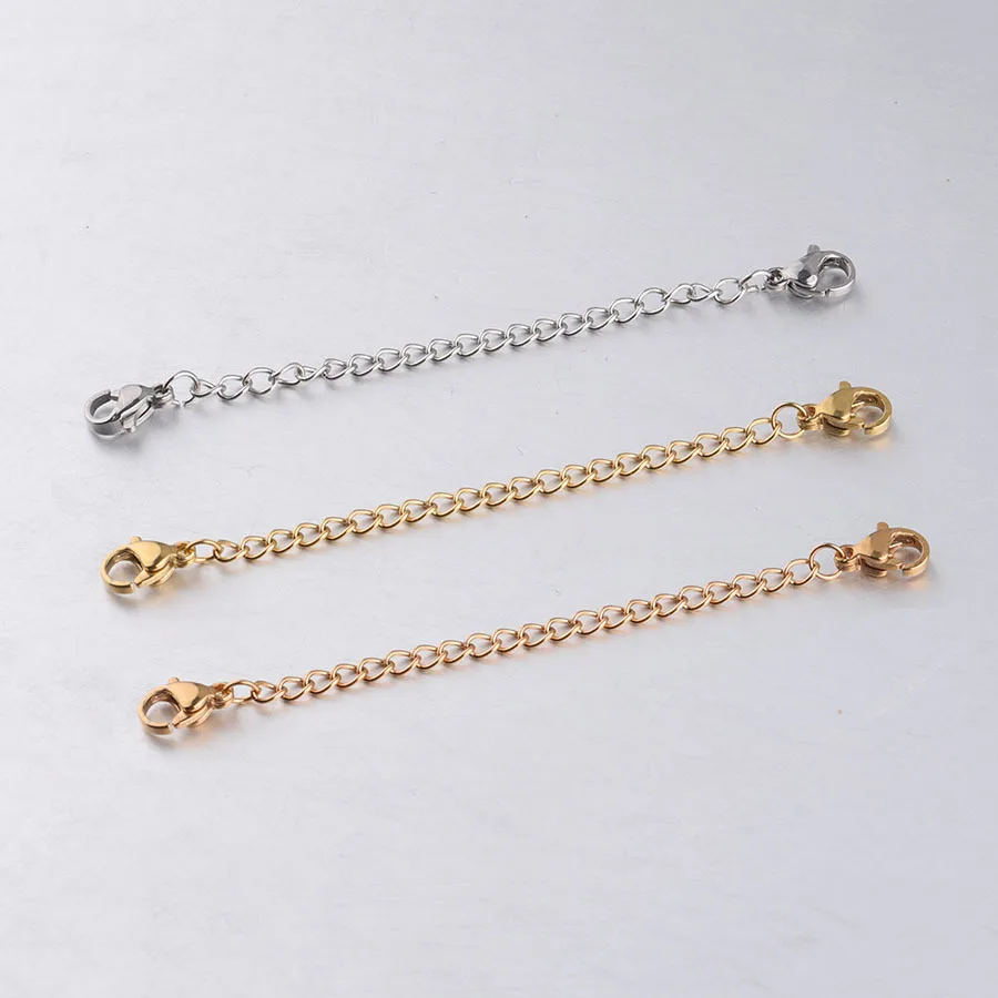 

18K Gold Plated 7cm Stainless Steel Extender Chain 2 lobsters Necklace Extender