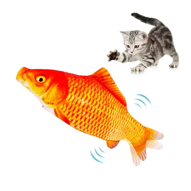 

wholesale filled cotton washable electric USB charger moving Interactive 3D fish pet cat toy, Carp, weever, goldfish, grass carp