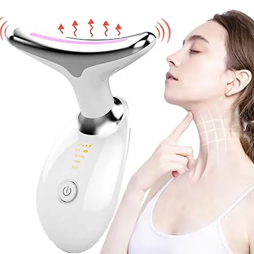 

Ems Led Photon Vibration Neck Face Lifting Beauty Anti Wrinkle Removal Massager, White black red