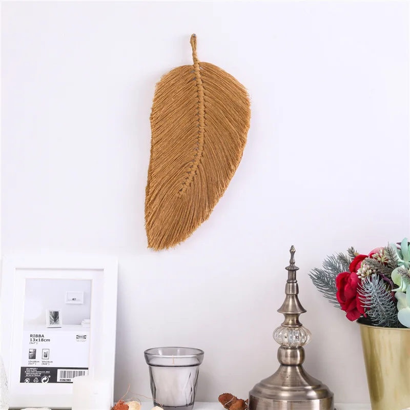 

Wholesale Handmade Woven Cotton Leaf Wall Hanging Macrame Tapestry Home Decor