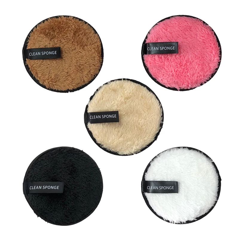 

Low MOQ cleansing pad custom logo reusable makeup remover pads washable facial colorful microfiber cotton pads for women makeup, 3 colors