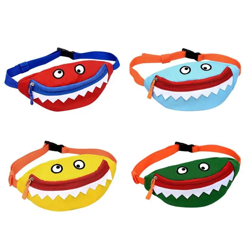 

Wholesale Waist Bags Custom Logo Cute Children Packs Cartoon Animal Shark Chest Bag Kid Money Waist Bags running fanny pack, 5 colors