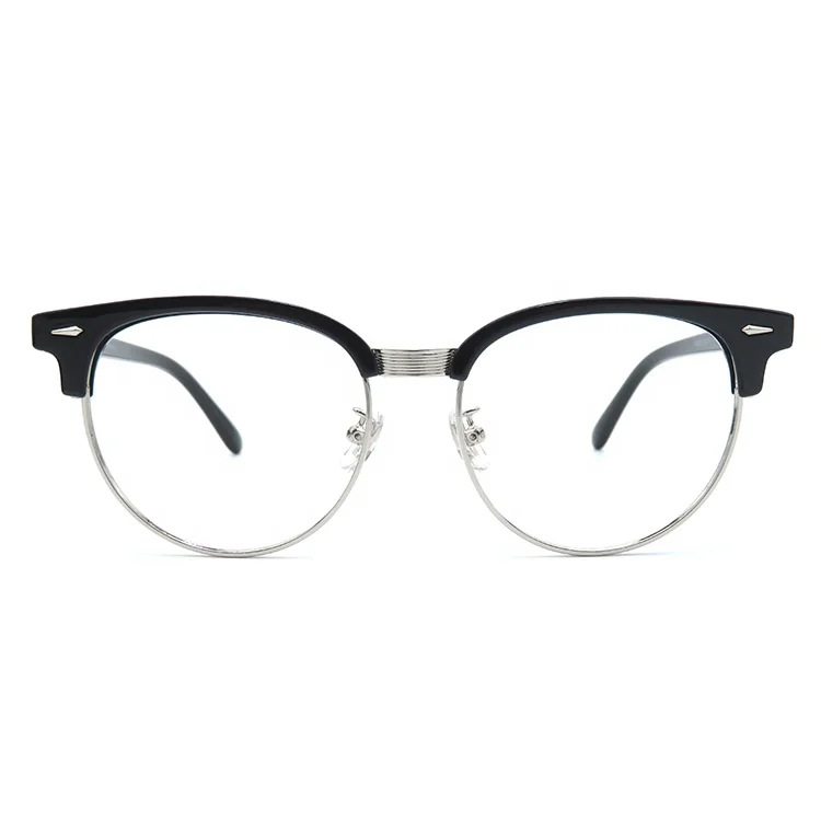 

Customized Colors Naturally TR90 Combine Metal Eyebrow Round Eyeglass Frames For Gentlemen, Black, tortoise or custom colors