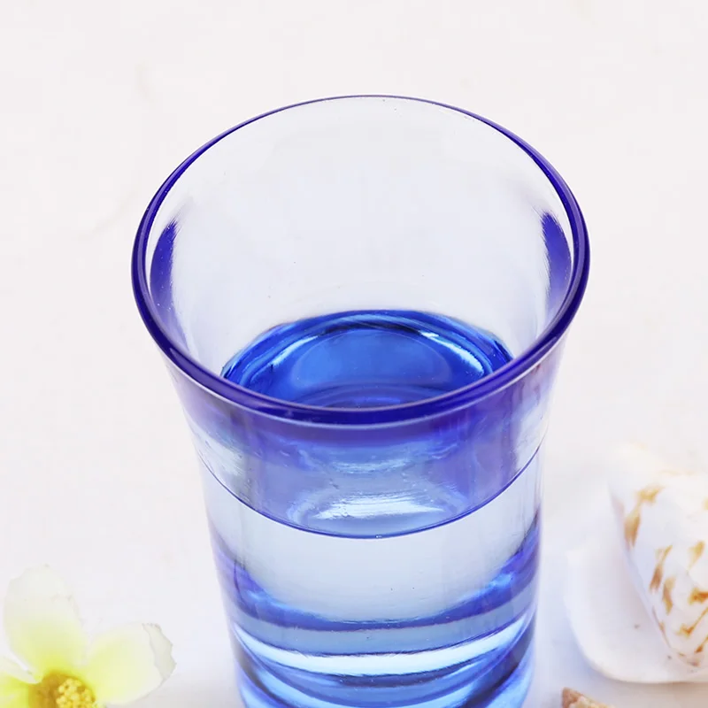 蓝色高白 50毫升小酒杯酒吧用玻璃杯