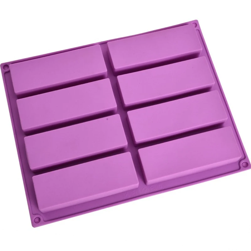 

HXY Large Size 118g 100% BPA Free Non-Stick 8 Cavity Rectangle Silicone Cake Mold Silicone Soap Mold Silicone Moulds For Gift, Purple