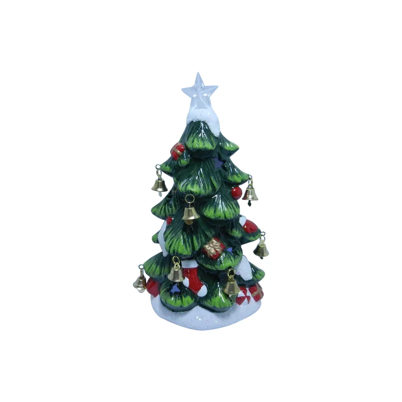 mini small hand painted ceramic christmas xmas artificial tree decoration ornament with led lights