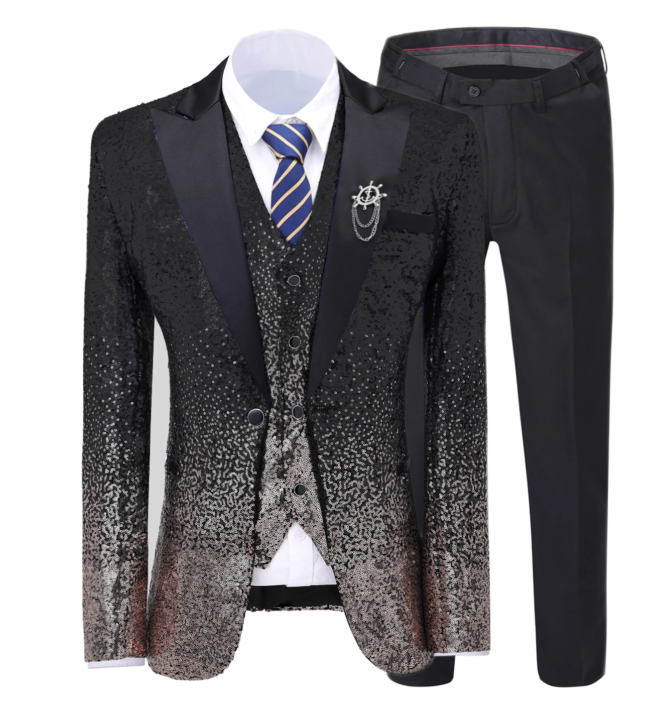 

Retail costume paillette sequins men suits slim fit for wedding suit cost vest and pant, Picture