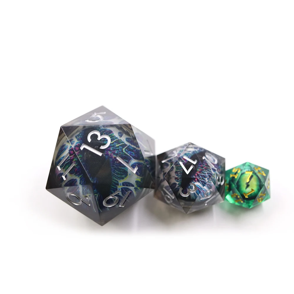 

D20 Wholesale Single Game Dice Clear Resin Black Dragon Eye Dungeons & Dragons Dice in Bulk