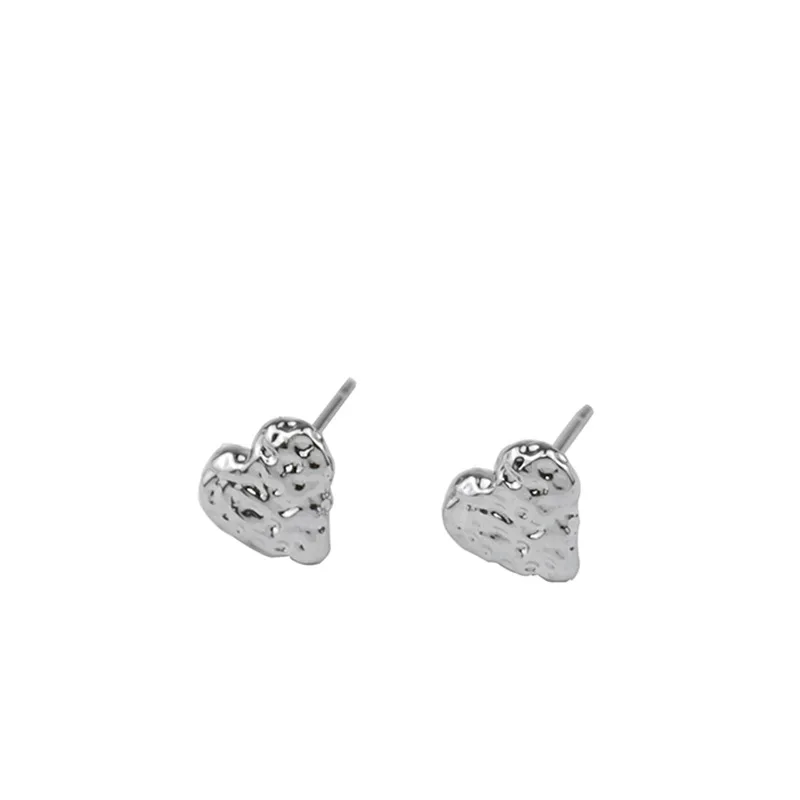 

Women Jewelry Stylish Earrings 925 Sterling Silver Earrings Heart Shape Concave and Convex Surface Earrings